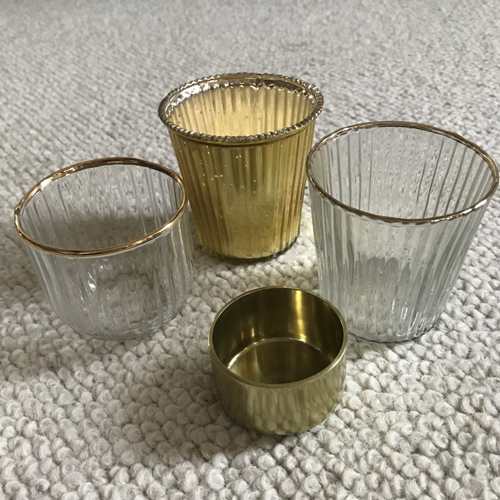 Mixed gold glass metal tealight holders