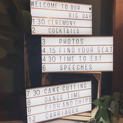 Order of the day lightbox rustic