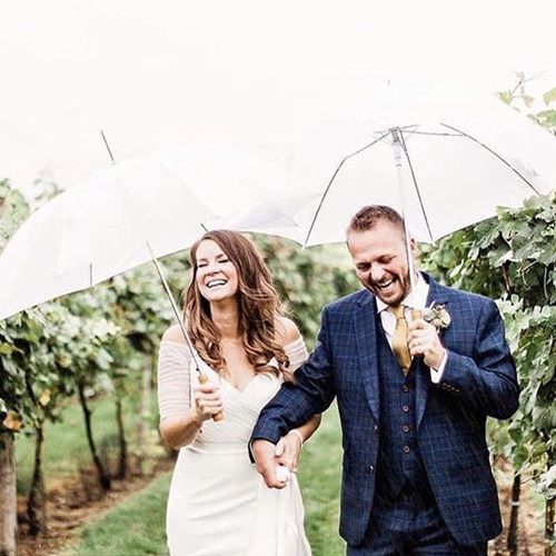 White wedding umbrellas