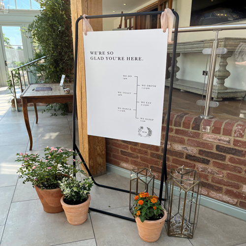 Black metal table plan frame