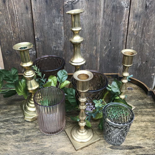 Mixed brass candlesticks