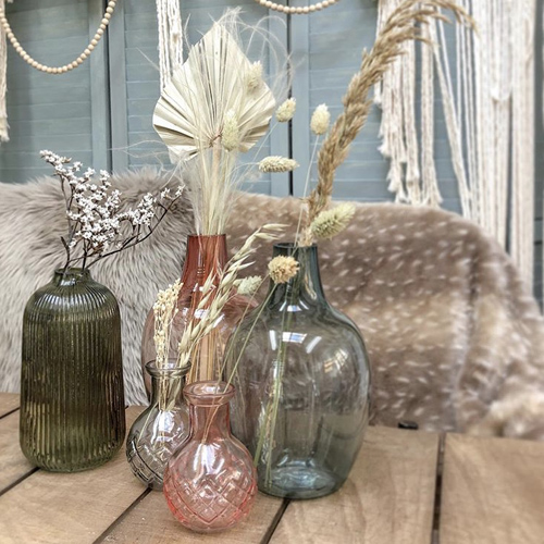 pink bud vase grey bottle vase