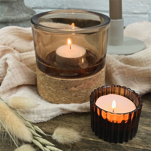 Cork amber tealight holder