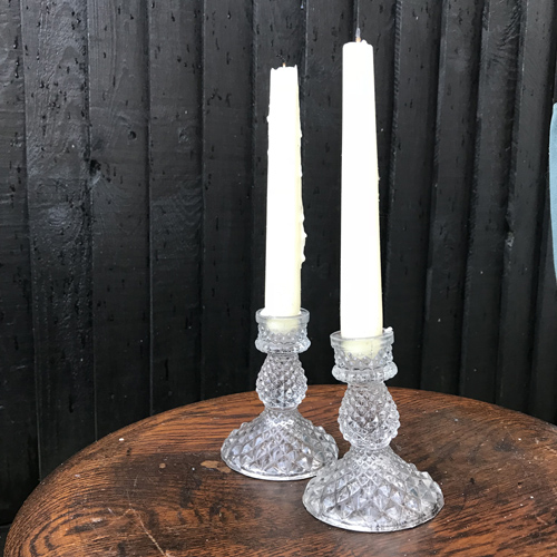 Mixed glass candlesticks