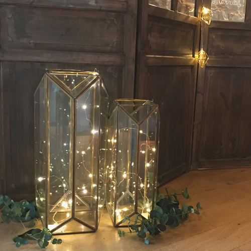 Gold brass geometric lanterns