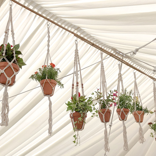 Macrame hanging pots boho wedding