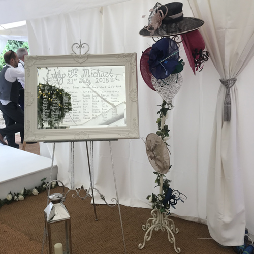 Cream metal wedding hat stand