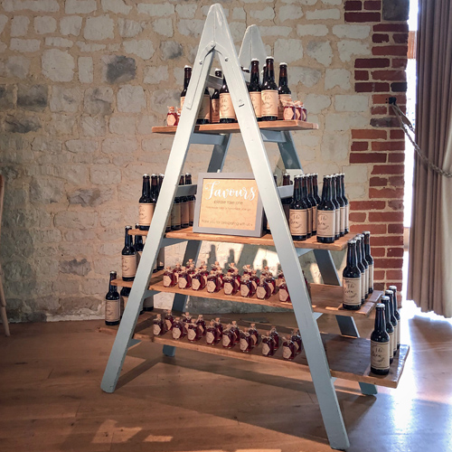 Vintage ladder shelves display