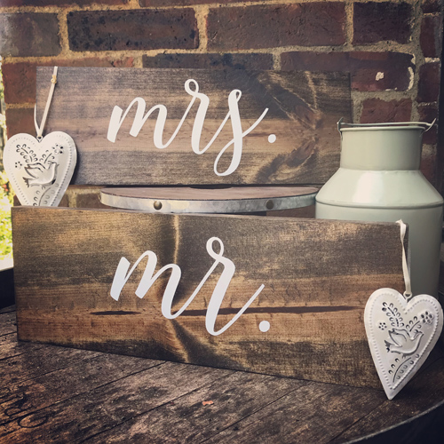 Mr and Mrs signs