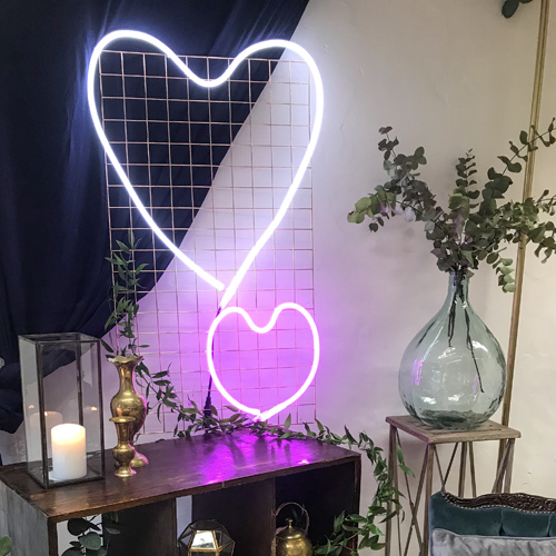 Neon heart wedding sign