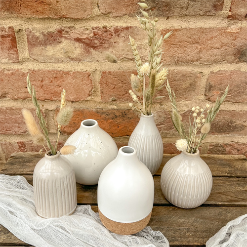 Neutral ceramic bud vases