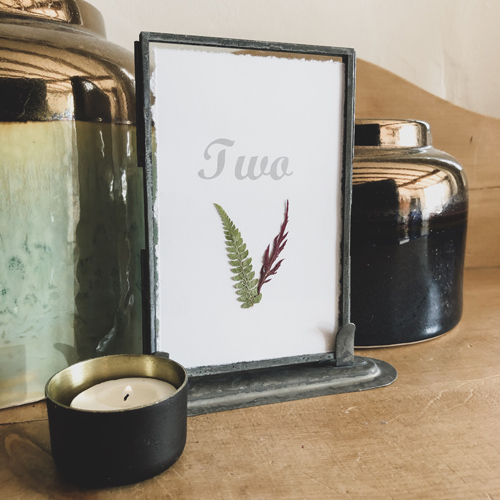 Pewter frames table number holders