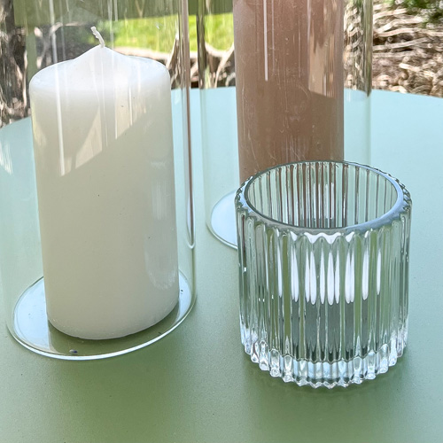 Clear ribbed tealight holder
