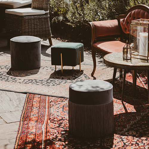 velvet stool pouffe tassel vintage furniture