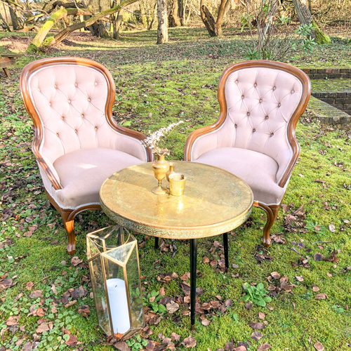 Vintage velvet pink pair chairs